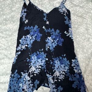 Olivaceous Black and Blue Floral Camisole